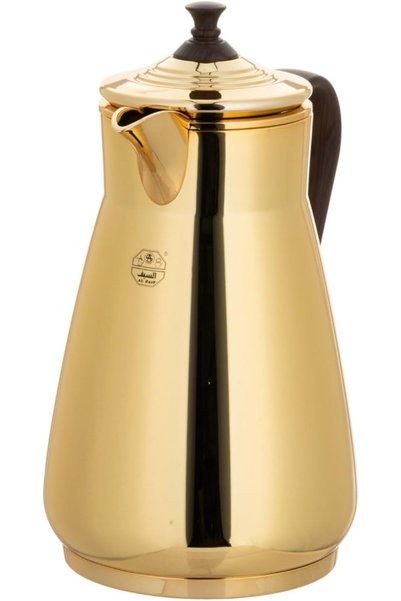ALSAIF Misk Thermal Insulated Coffee and Tea Pot, Leak-Proof, Keeps Drinks Hot, 0.75/1.0 L, Gold/Dark Wood