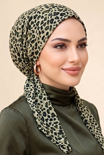 hadiora Leopard Patterned Practical Ready-To-Wear Scarf Hat