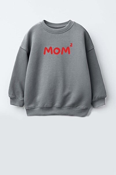 Monila Unisex Çocuk Anne Baskılı 3 İplik Kumaş Pamuklu Sweatshirt