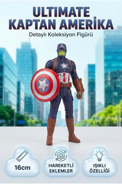 Tıfıl Toys Ultimate Kaptan Amerika Detaylı Figürü 16 cm Işıklı ve Hareketli E...