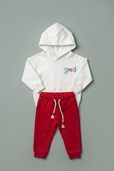 zumino Girl's Hooded Back-Printed Kangaroo Pocket Lace-Up Tracksuit Set