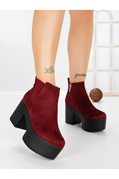 Tina's Women's burgundy platform boots made of Ravenya textile material