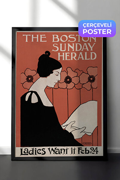 Zestia Art Nouveau zidna slika sa crnim okvirom, retro poster časopisa sa mak...