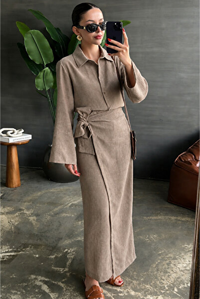 My Blog Dark Mink Skirt with Side Tie Detail - 1168