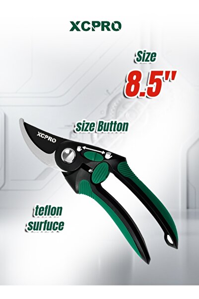 XCPRO Pruning Shear, Garden Shears, Carbon Steel Pruner – 8.5 Inch 220mm Tefl...