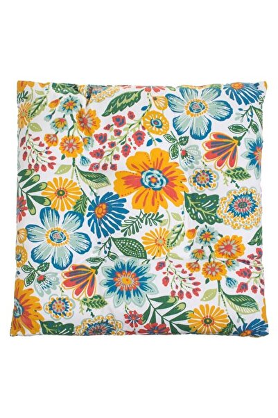 CATIANO Perna Scaun din Bumbac Alb cu Model Floral 40x40cm