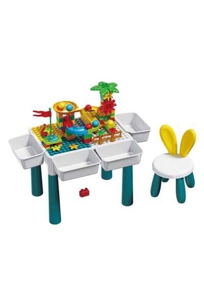 CATIANO Masuta Educativa cu Activitati cu Cuburi & Scaun - 85 piese