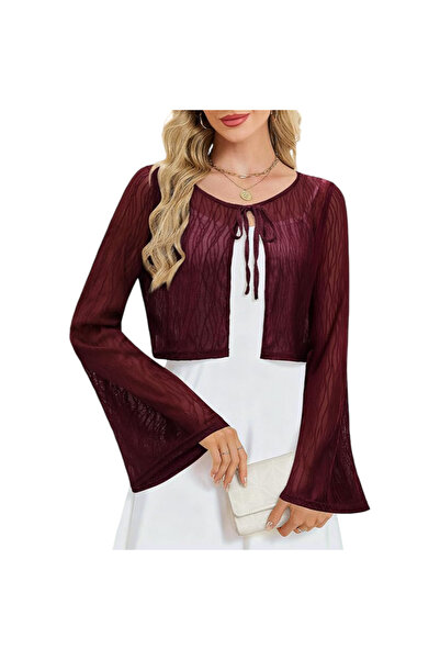 OtherMax Cardigan bolero de damă, din dantelă, cu mânecă lungă, elegant, de s...