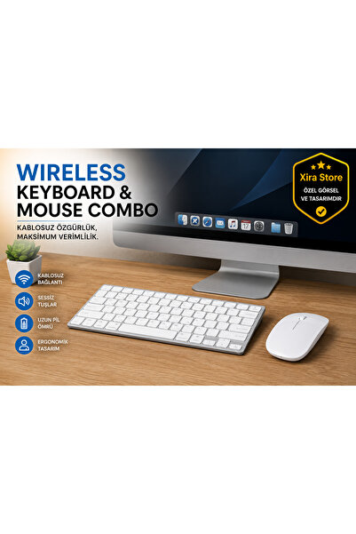 XİRA Kablosuz Klavye Mouse Seti – Bluetooth Çoklu Cihaz Bağlantılı, iOS Android Windows MacOS Uyumlu, Ultra İnce Sessiz Klavye