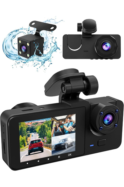 Viacare Καταγραφικό αυτοκινήτου 3 καναλιών 4K + 1080P, Εμπρός, Εσωτερικό και ...