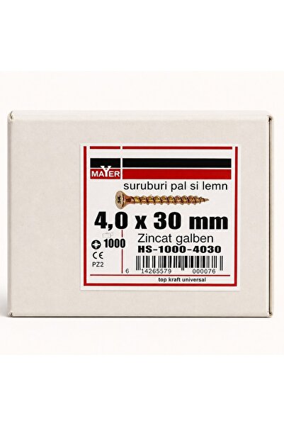 Generic Brand suruburi pal si lemn 4,0 x 30 mm zincat galban ( 1000 buc )