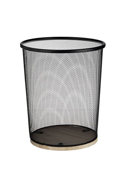 CATIANO Cos de Gunoi Metalic cu Baza din Lemn Ø23.5x26cm - 8.5L