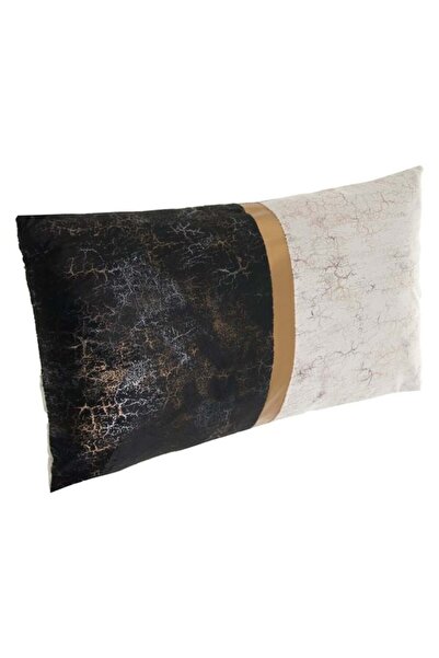 CATIANO Perna Decorativa Neagra Ecru Velvet cu Model Auriu 50x30cm