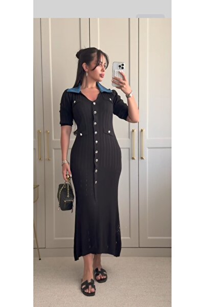 HAMOIYMODA Düğmeli Triko Elbise