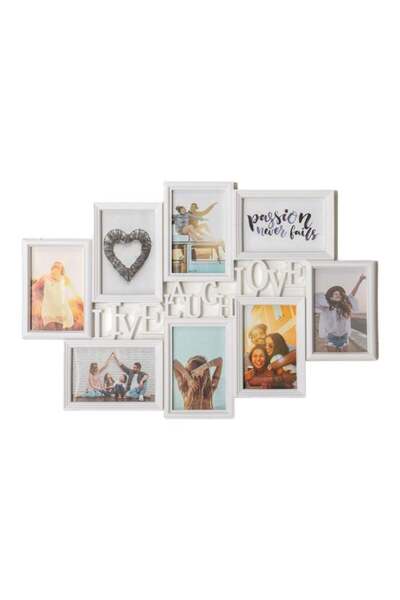 CATIANO Rama Foto Alba "Live Laugh Love" pentru 8 Fotografii 62x42,5cm