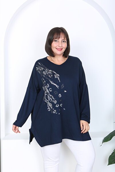 XL Modam Women's Stone Printed Plus Size Tunic