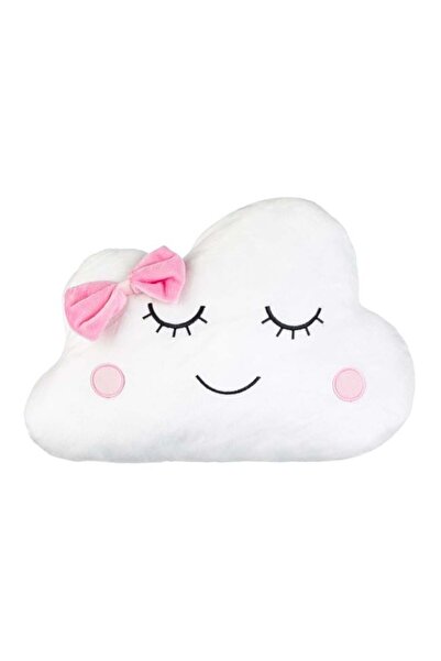 CATIANO Perna Decorativa Nor Alb cu Fundita Roz 38x34cm