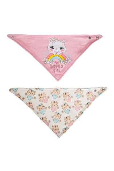 CATIANO Baveta - Esarfa din Bumbac Roz Ecru Rainbow Kitty "Super Girl" pentru...