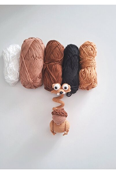 El Yapımı Amigurumi Buz Devri Scrat Çanta Süsü & Aksesuarı - Telli Esnek Boyunlu Çanta Charmı