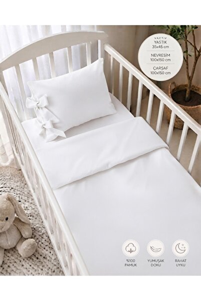 Keçeli parti hayalleri Baby Bedding Set 100% Cotton with Bow Pillow, 3-Piece ...