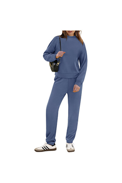 OtherMax Set de trening pentru femei, bluză cu guler, pantaloni sport casual,...