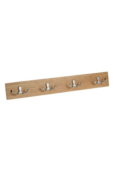 CATIANO Cuier din Lemn cu 4 Carlige Duble de Perete 50x1.2x7cm