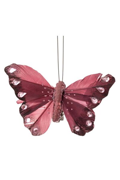 CATIANO Fluture Decorativ Roz Inchis Negru cu Stras Roz pentru Perdele 10cm
