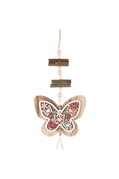 CATIANO Decoratiune din Lemn Suspendabila Fluture cu Margele 13x10cm