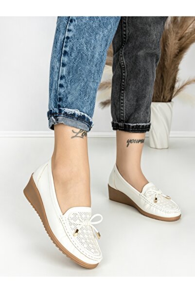 Annalise Pantofi casual dama albi din piele ecologica Danziora
