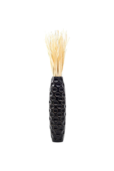 OtherMax Vază de podea din lemn, decorativă, boho, înaltă, neagră, 70 cm — va...