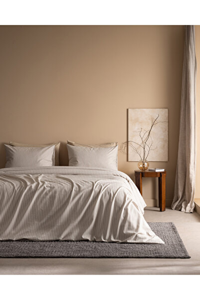 Madame Coco Absolon Single Cotton Printed Sheet Duvet Cover Set - Beige