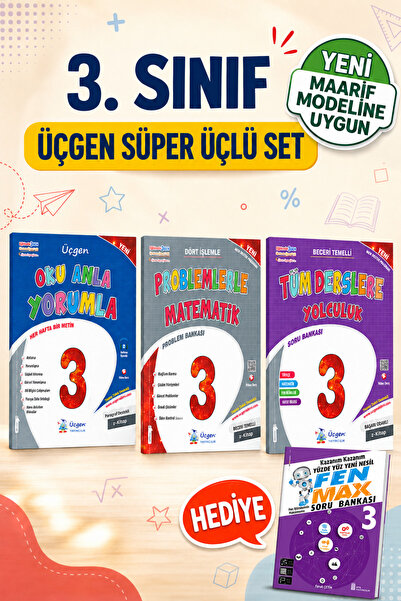 Üçgen Yayıncılık 3.SINIF - Üçgen Süper Üçlü Tüm Dersler + Oku Anla + Probleml...