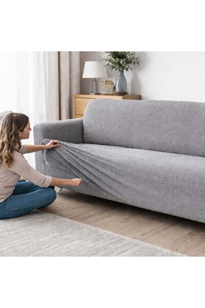 CATIANO Husa Elastica Gri pentru Canapea cu 2 Locuri 140-170cm
