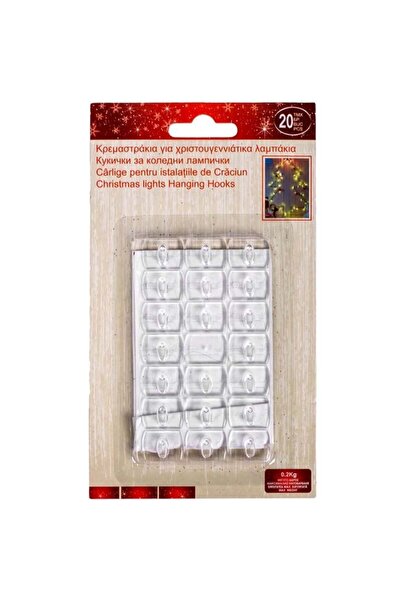 CATIANO Carlige Autocolante Transparente (Ideale pentru Luminite) - 20buc