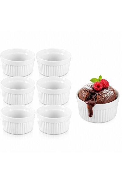 Ruhhy Set de 6 ramekin-uri, 200 ml, ceramică termorezistentă, pentru cuptor ș...