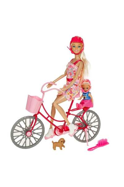 CATIANO Papusa Manechin cu Bicicleta Copil & Caine