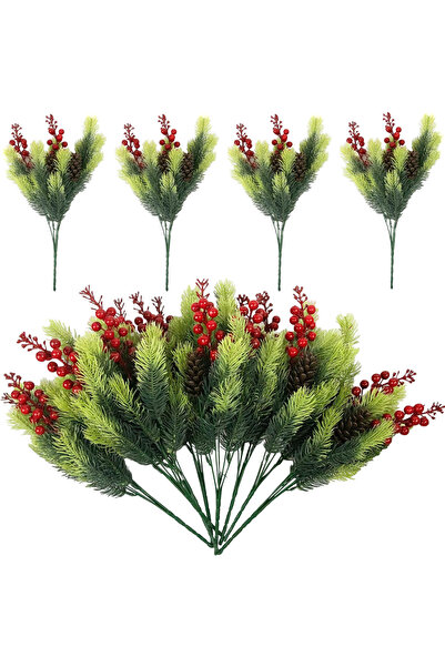 OtherMax Ramuri Artificiale de Brad Decorative de Crăciun 8 Bucăți Verzi 38 c...