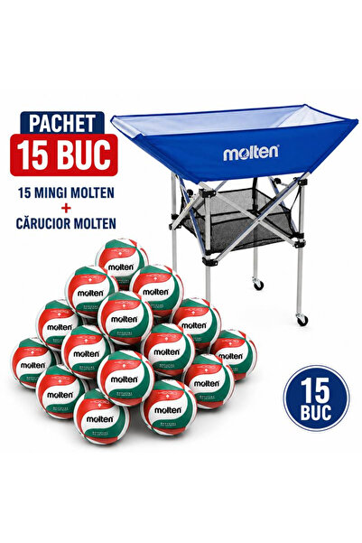 MOLTEN Pachet de 15 mingi de volei V5M4000 pentru antrenament și competiție c...