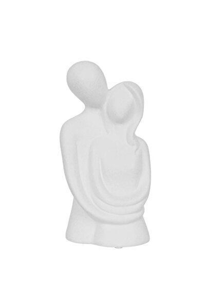 CATIANO Decoratiune Ceramica Statuie Alba ”Cuplu” 9.2x7.3x20cm