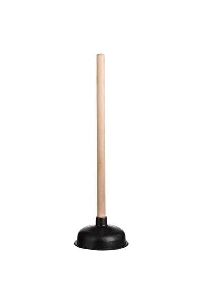 CATIANO Ventuza Desfundat Neagra cu Maner din Lemn Ø14x48cm