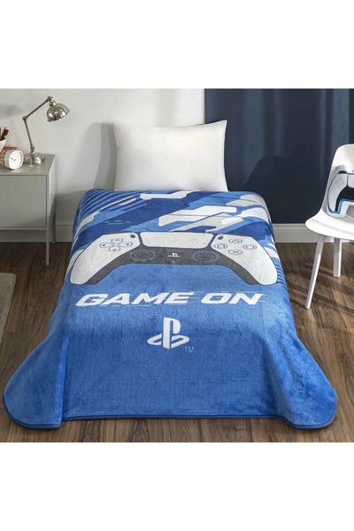 Taç Licensed Single Child Blanket (160X220)-Playstation Blue