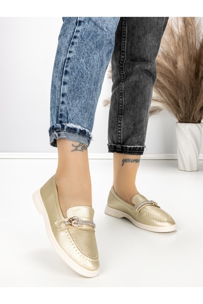 EMAS Pantofi casual dama aurii din piele ecologica Alestia