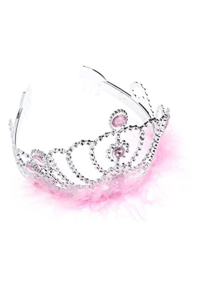 CATIANO Coronita Par Tiara Argintie cu Pene Roz