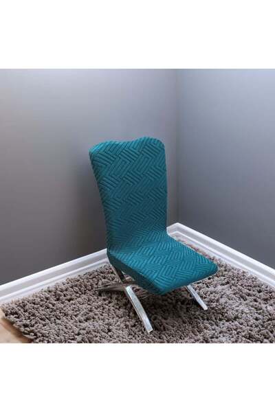 CATIANO Husa Decorativa Elastica Petrol cu Model Reliefat pentru Scaun