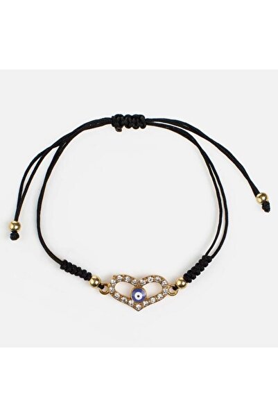 CATIANO Bratara Macrame cu Inima de Culoare Aurie & Ochi Albastru