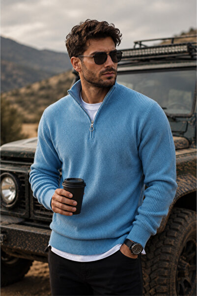 legends butik Men's Thessaloniki Knitted Half-Zip Knitwear Sweater Winter Thi...