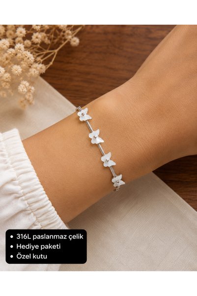 HER ŞEY NOTA www.herseynota.com 316L Stainless Steel White Butterfly Detailed...