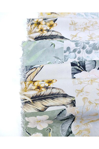 Kumaş Parça Flowy Soft Viscose in Green, Yellow, Pink Colors Woven Viscose Fa...