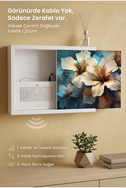 wudie Modern Ahşap Duvar Tipi Modem Saklama Kutusu Wifi Router Gizleyici Priz...