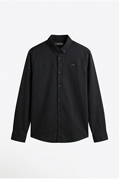 sunfyre Men's Mint Piece Slim Fit Gabardine Shirt Sun475